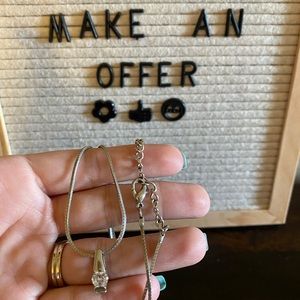 Silver necklace with cubic zirconia pendant